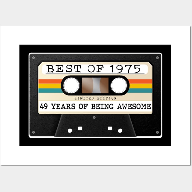 Funny Best of 1975 49th Birthday Cassette Tape Vintage Wall Art by Happy Solstice